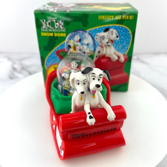 McDonalds Disney 101 Dalmatians Snow Dome Dog Sledding Collectible Figurine 1996 - Picture 1 of 16